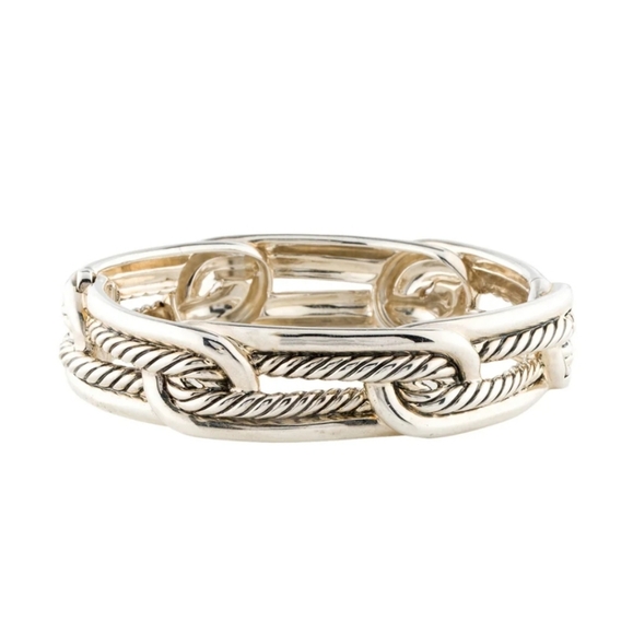 David Yurman | Diamond Labyrinth Link Bangle Bracelet - Size Medium - Picture 6 of 10